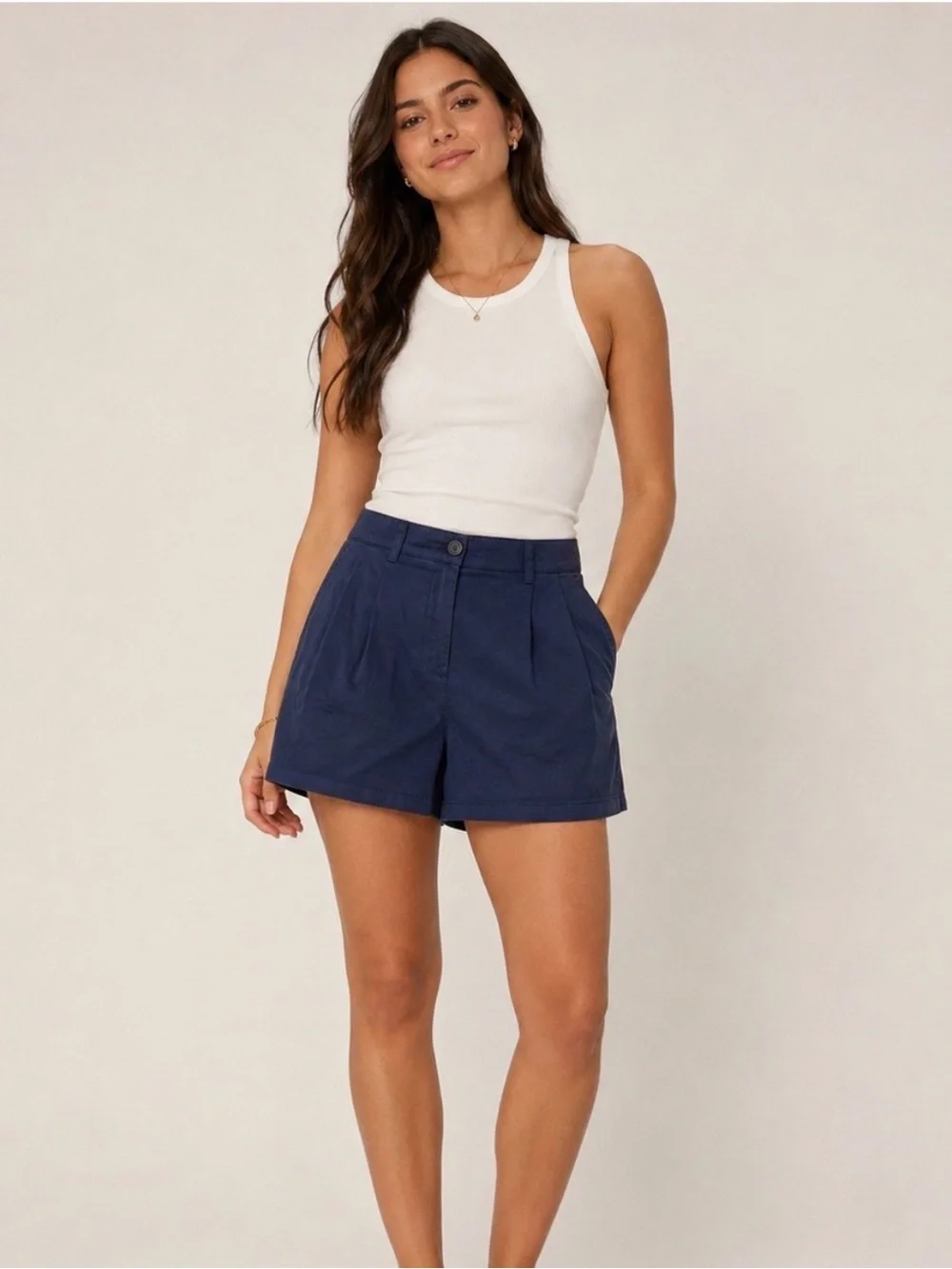 Women’s J Crew 3” Navy Pleated Chino Shorts Size 10